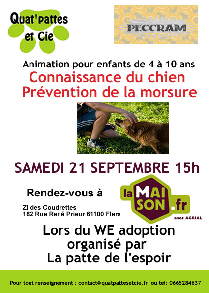 Animation Enfants Connaissance du Chiens et Prévention des Morsures